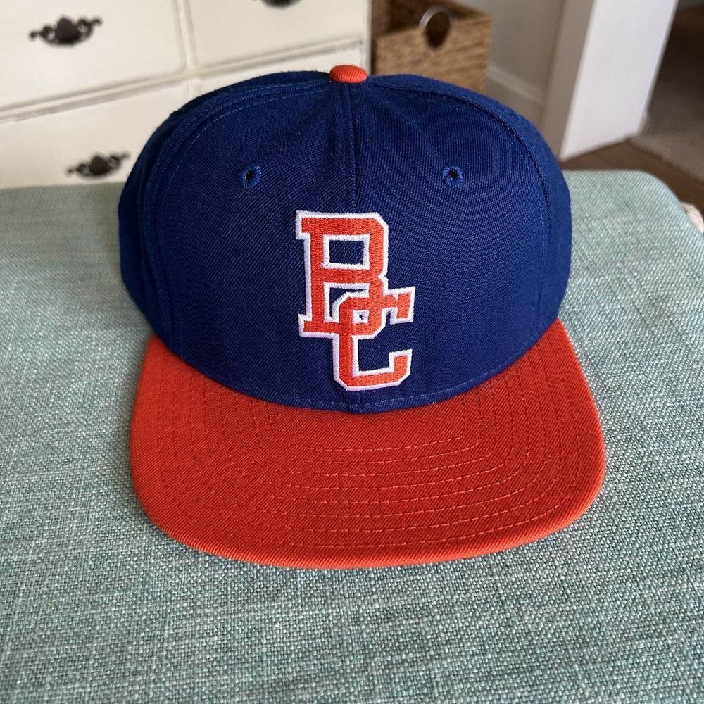 Vintage DeLong Blue Orange BC Logo Baseball Hat With Orange Paw Print 7 3/4 Size